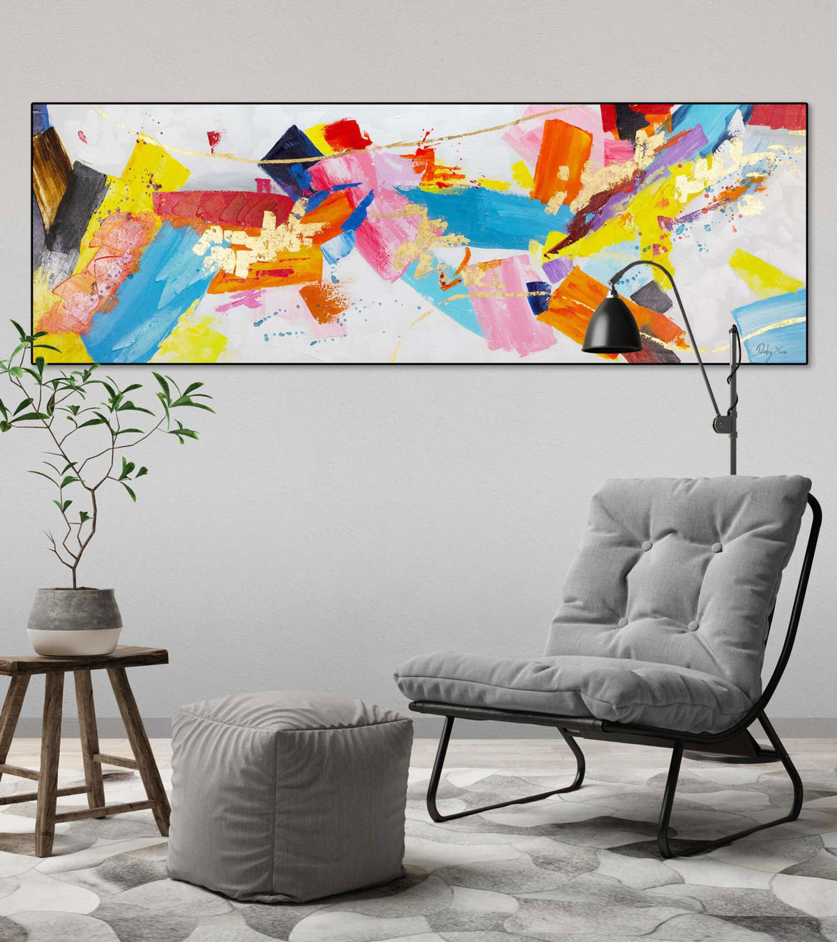 ÖLGEMÄLDE 150/50 cm - Multicolor, Holz/Textil (150/50cm) - KUNSTLOFT