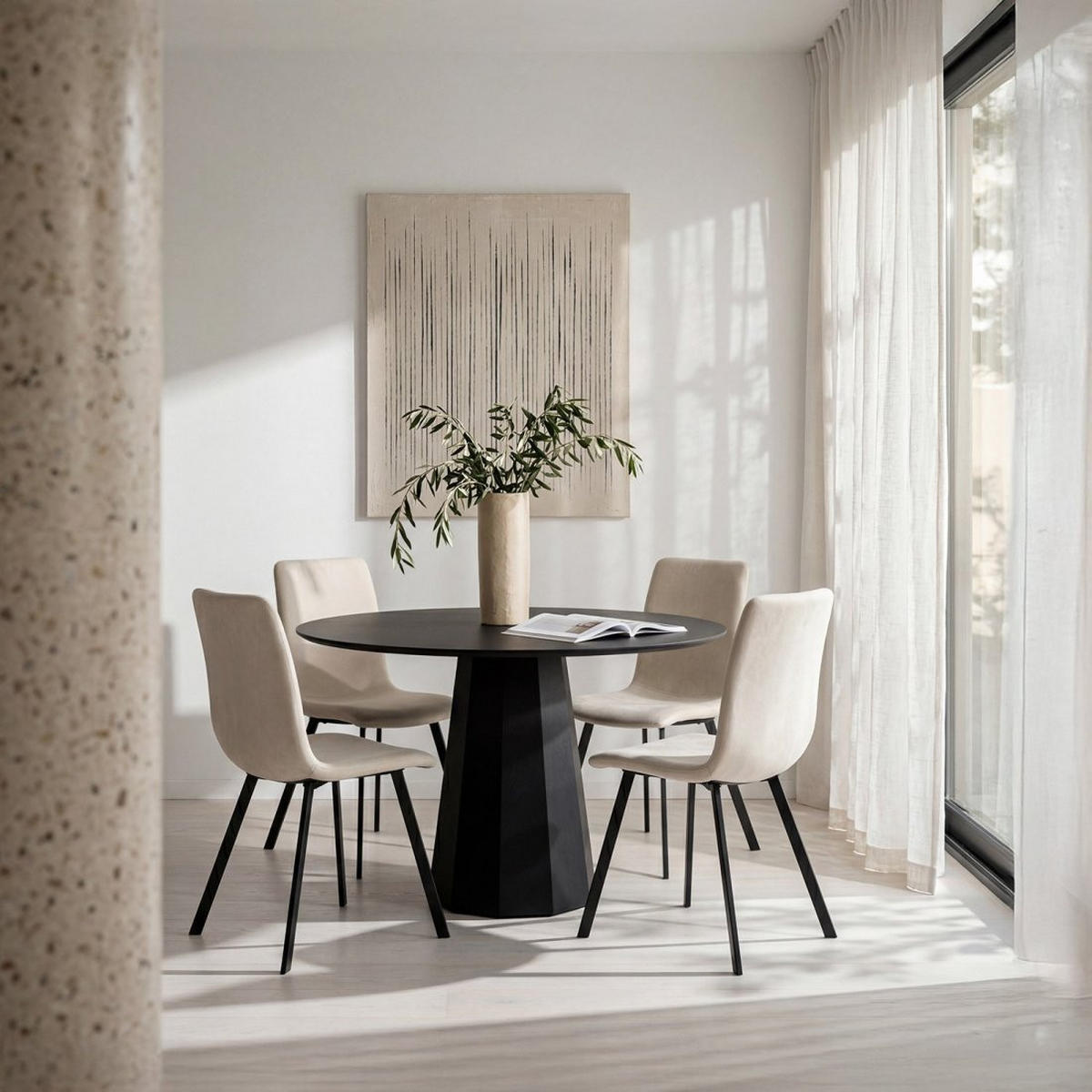 ESSZIMMERSTUHL Maia Beige 43 cm x 87 cm 4er-Set - Beige, Textil (43/87/54cm) - Klast Home