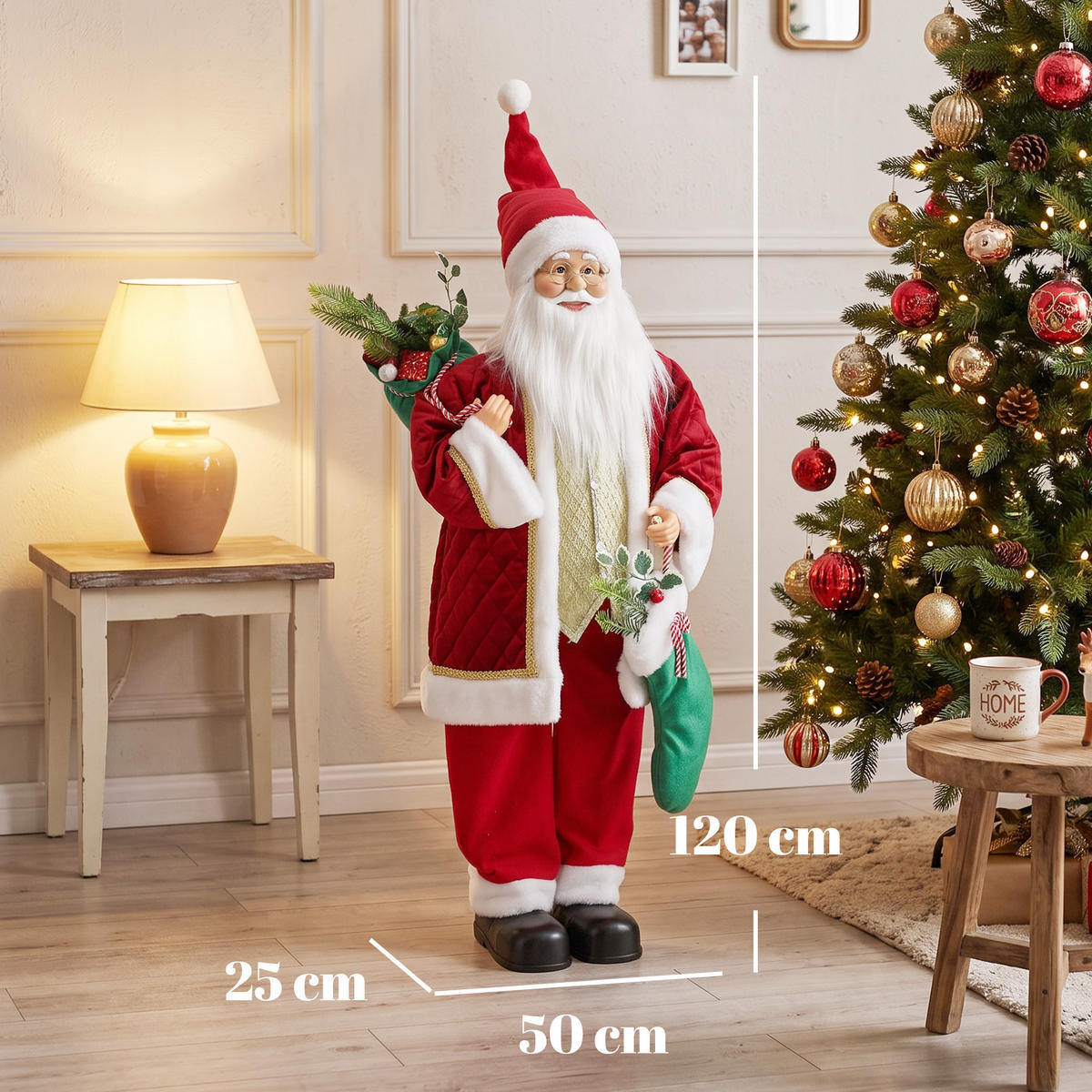 WEIHNACHTSMANN Polyester Rot - Rot, Textil (25/120/50cm) - HOMCOM