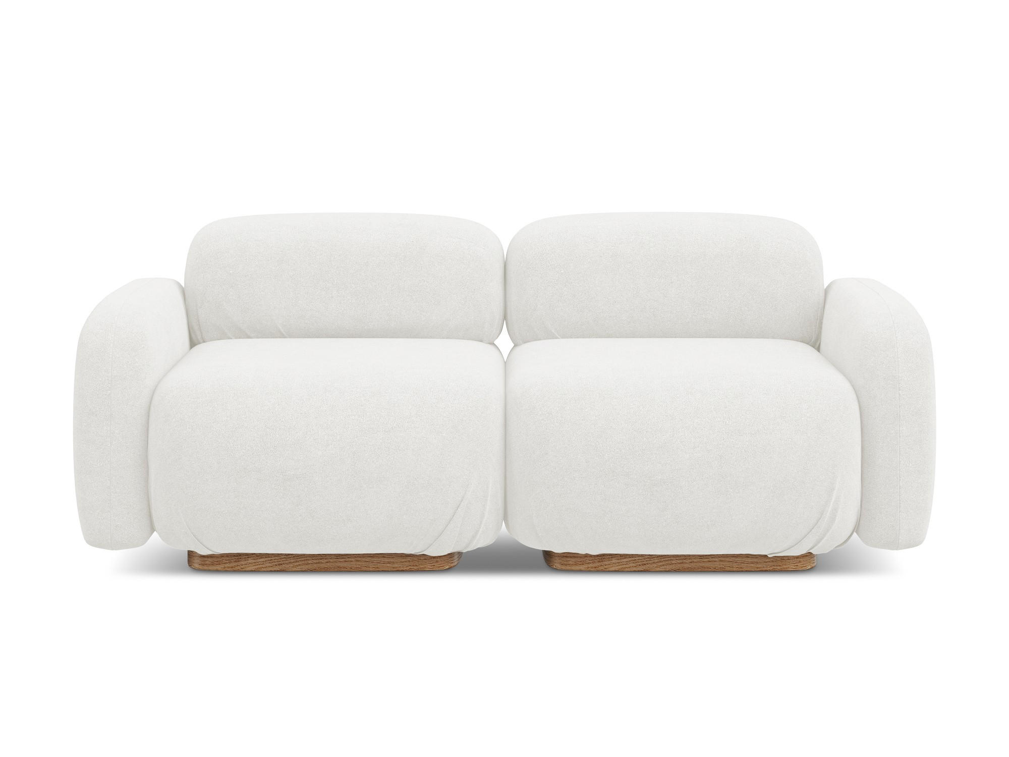 3-SITZER SOFA Bouclé Stoff Weiß - Weiß/Braun, Holz/Textil (190/73/95cm) - Makamii
