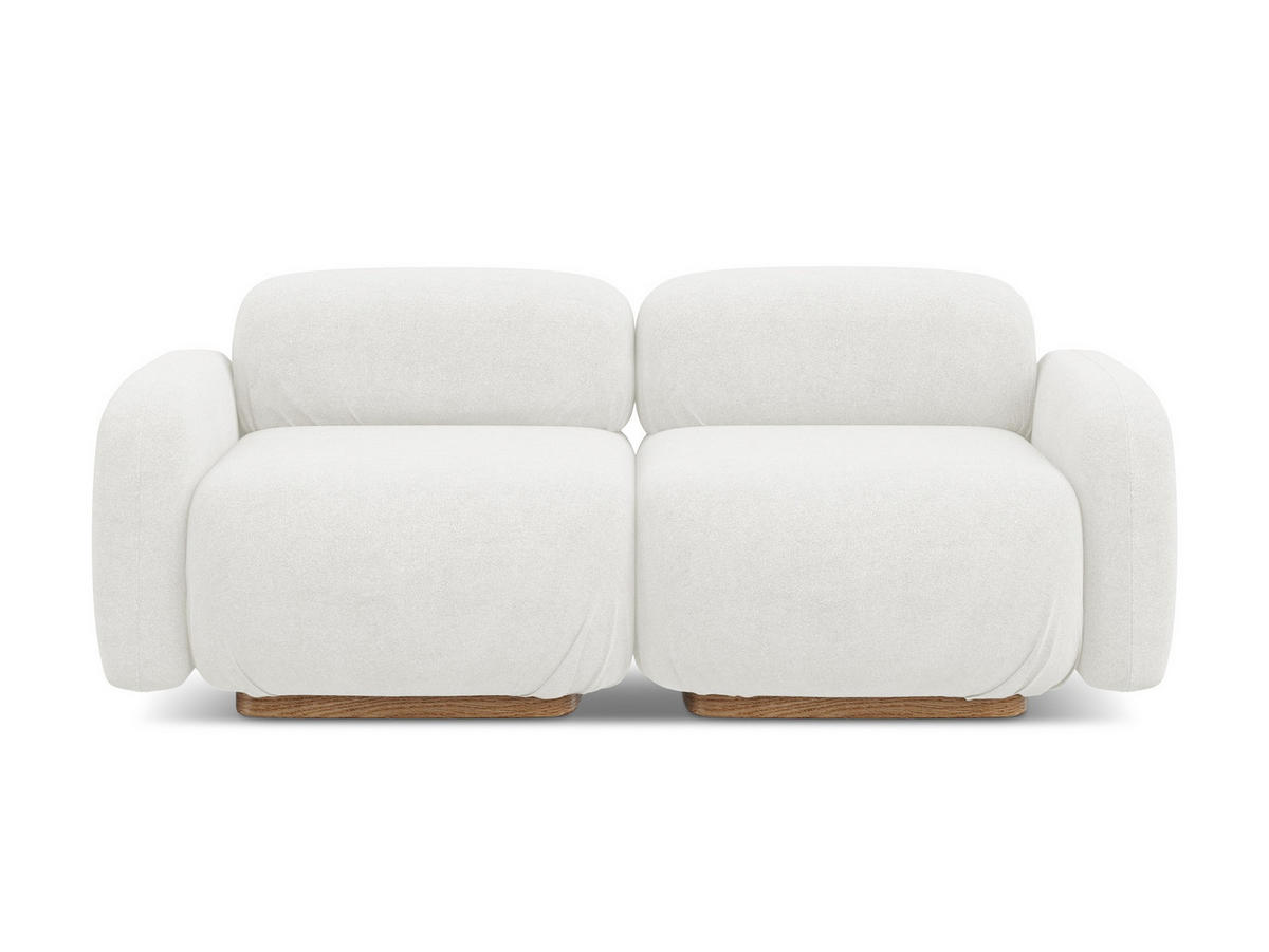 3-SITZER SOFA Bouclé Stoff Weiß - Weiß/Braun, Holz/Textil (190/73/95cm) - Makamii
