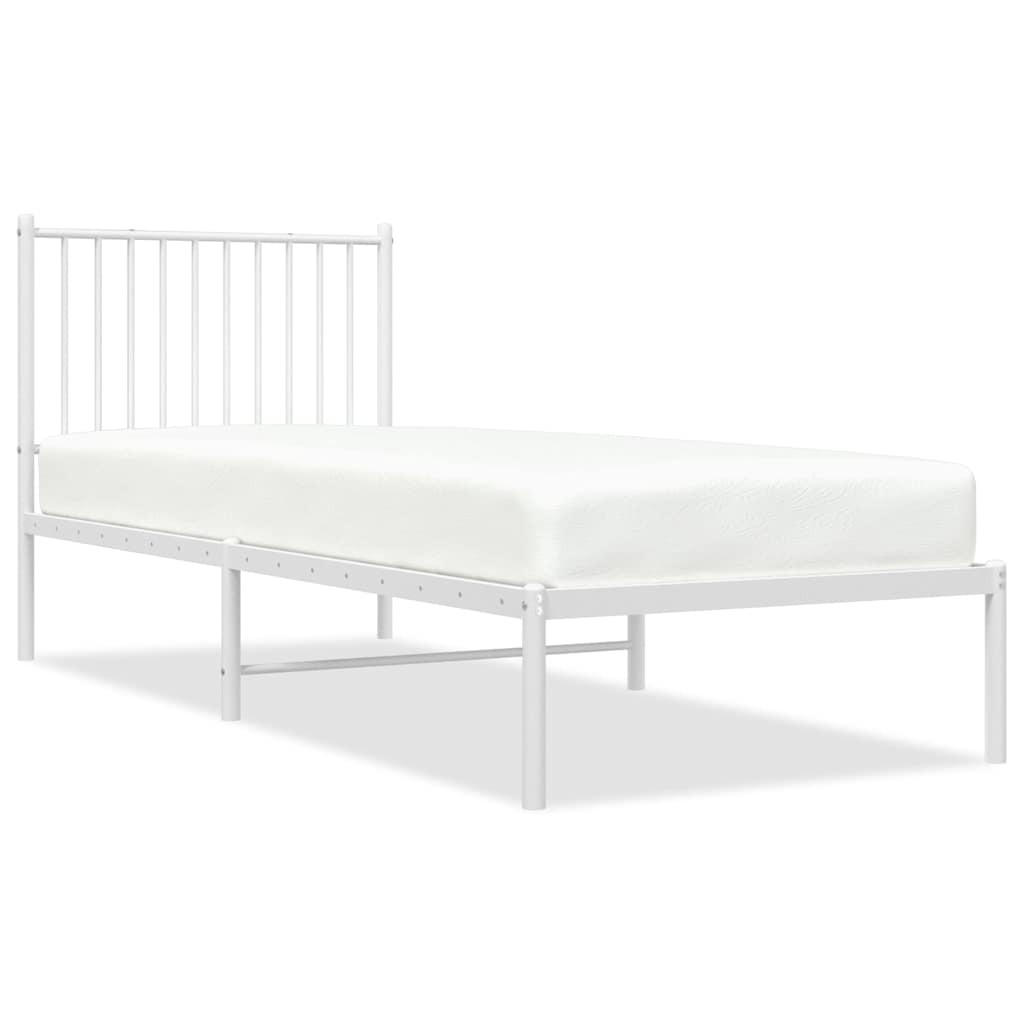 BETTGESTELL Mit Kopfteil Metall Weiss 80/200 Cm - Weiß, Metall (180/200cm) - vidaXL