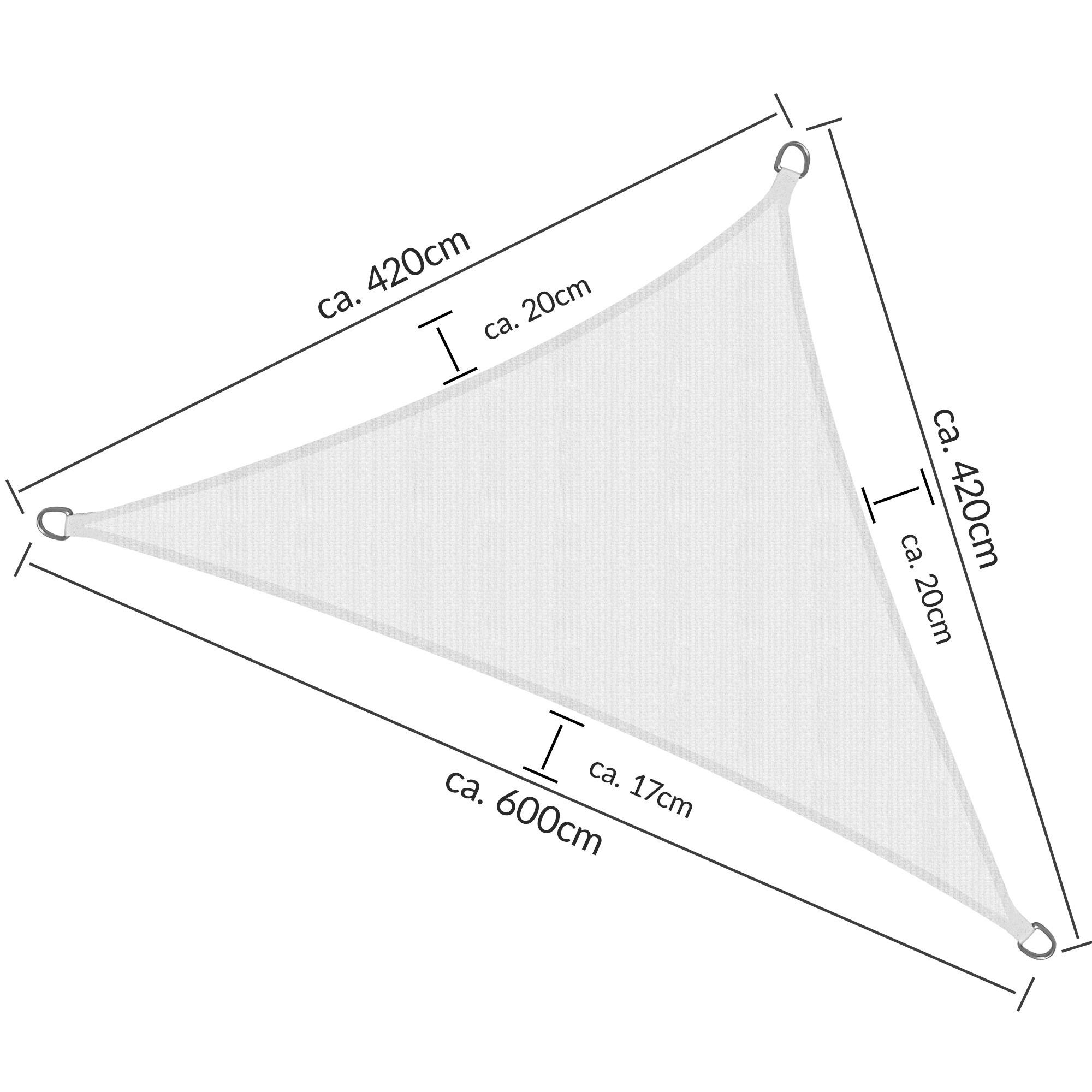 SONNENSEGEL SolVision HS9 420/420/600 cm dreieckig Weiß HDPE - Weiß, Kunststoff (420/420cm) - Sol Royal