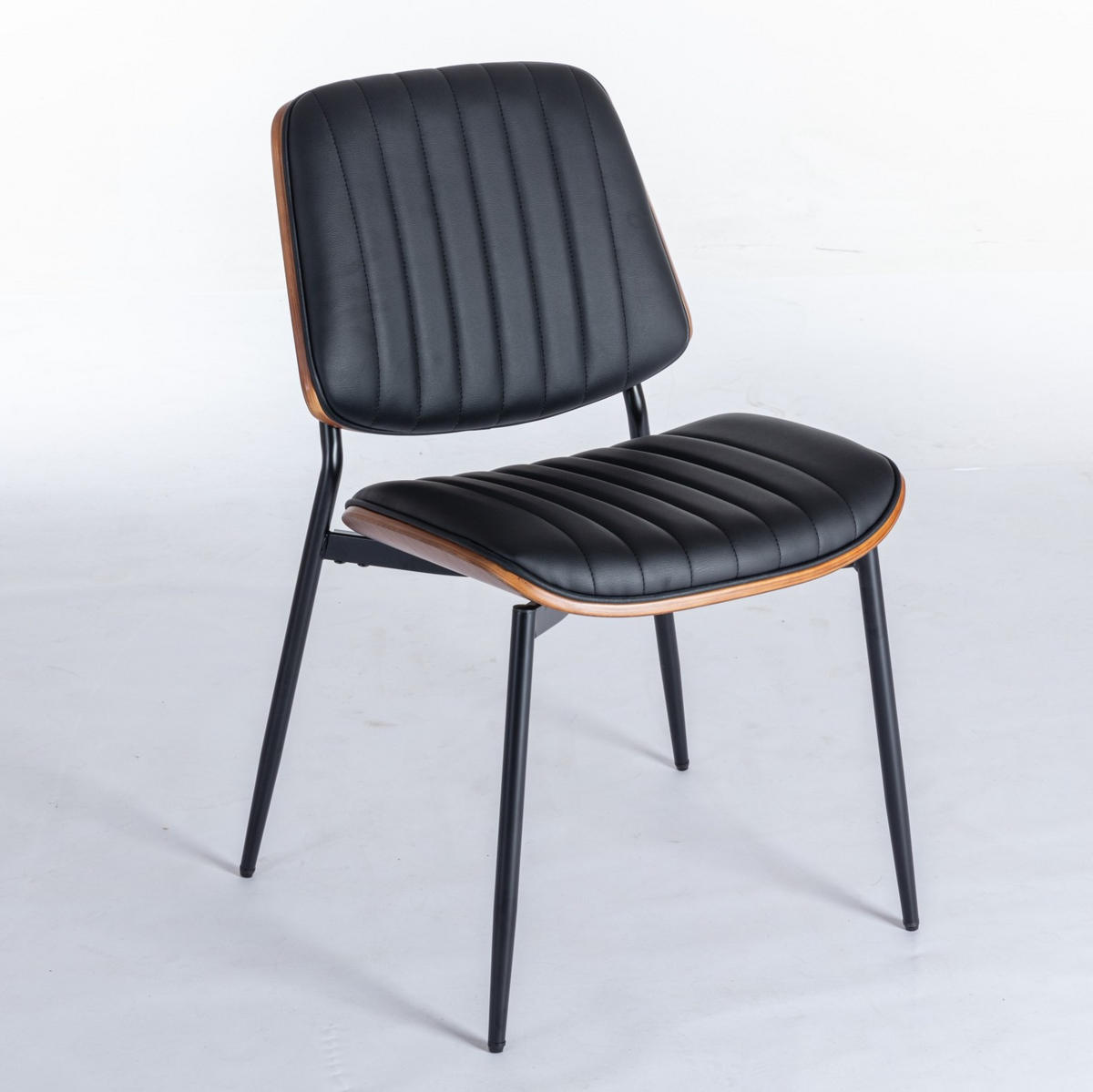 ESSZIMMERSTUHL 2er-Set Mid-Century PU-Leder Schwarz - Schwarz, Metall (48.3/83.3/57.4cm) - Meubliv