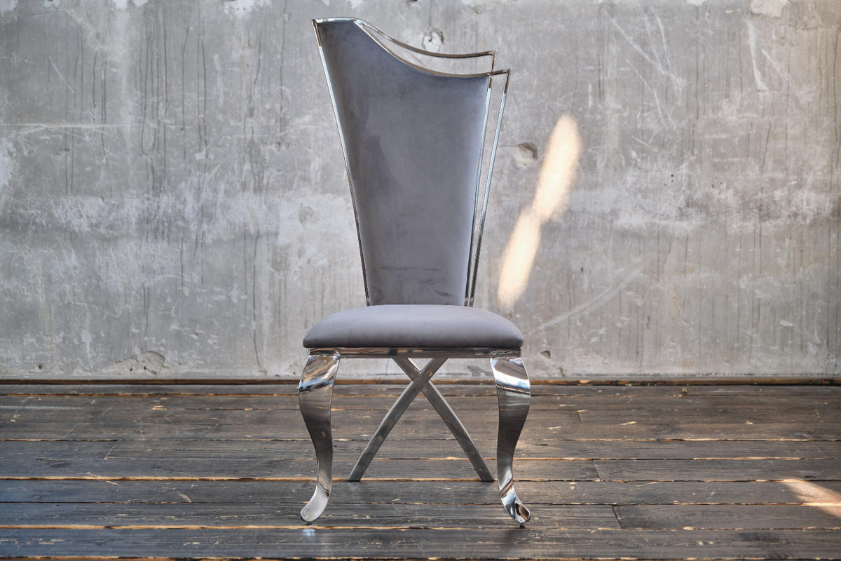 ESSZIMMERSTUHL AMALIA Grau Velvet - Grau, Textil (50/116/55cm) - KAWOLA