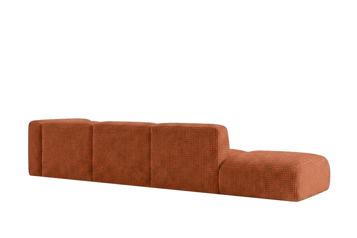 ECKSOFA L-Form mit Hocker, Chenille-Stoff Cremona, Kupfer, Links, GRETA - Kupferfarben, Holz (386/179cm) - Kaiser Möbel