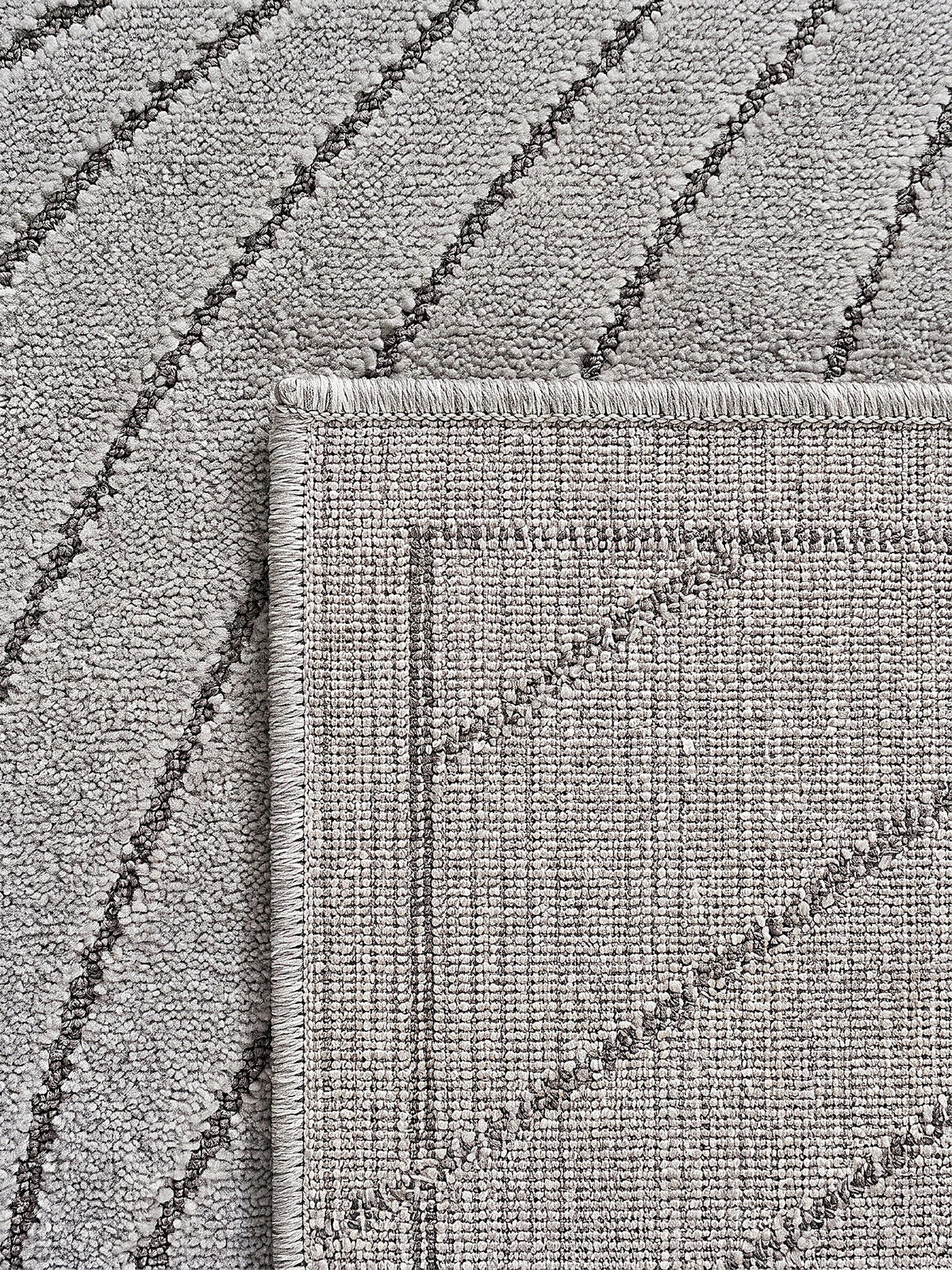 TEPPICH Outdoor, Fußbodenheizung-geeignet, mit Blattmotiv, aus Polypropylen, ENGADIN in Silbergrau, 140 x 200 cm - Grau, Textil (140/200cm) - KADIMA DESIGN