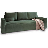 BETTSOFA MENI Grün Kordstoff mit Schlaffunktion - Grün, Textil (232/83/87cm) - MASSENO