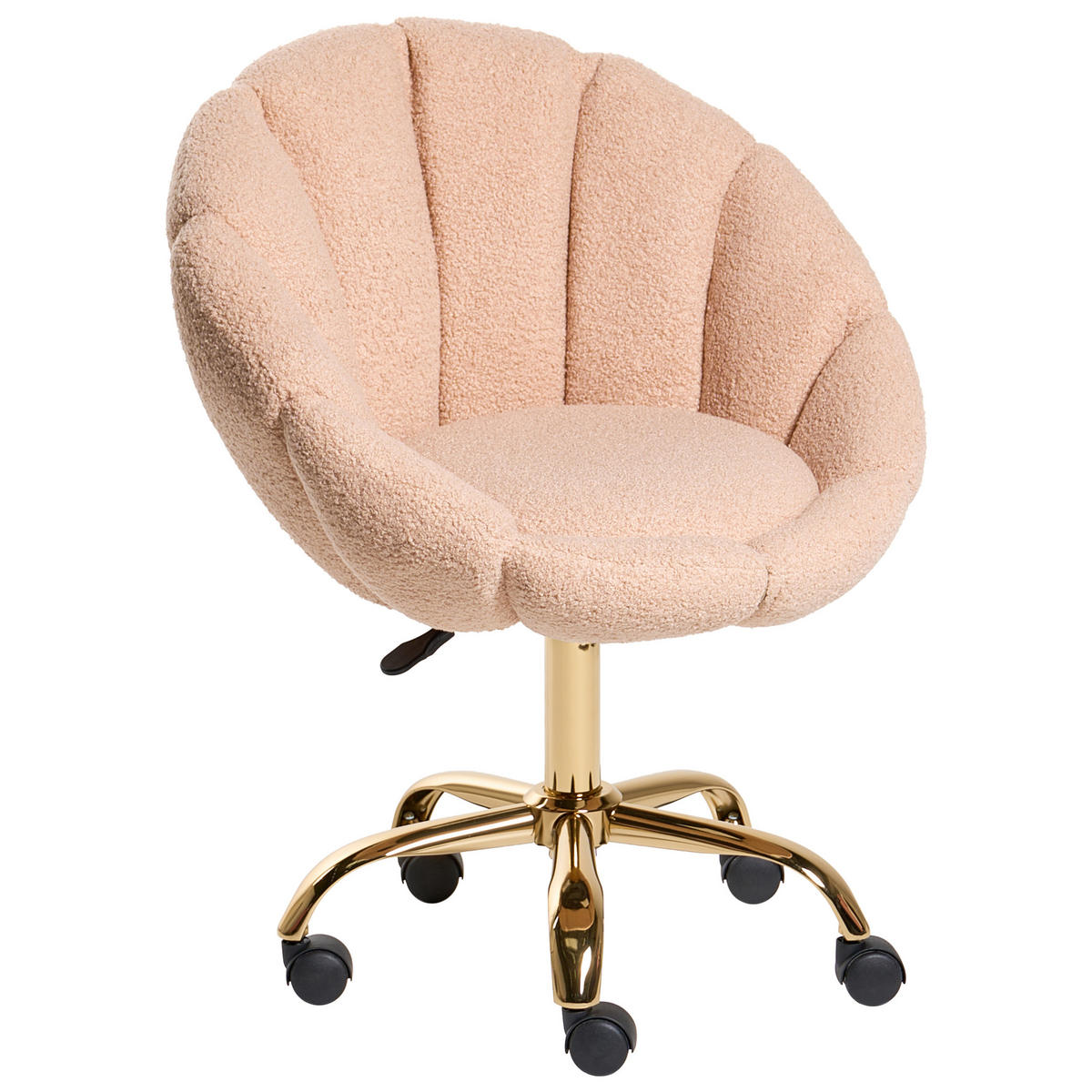 SCHREIBTISCHSTUHL Bouclé Pfirsichrosa Annabelle - Pink, Textil (66/81/39cm) - Beliani
