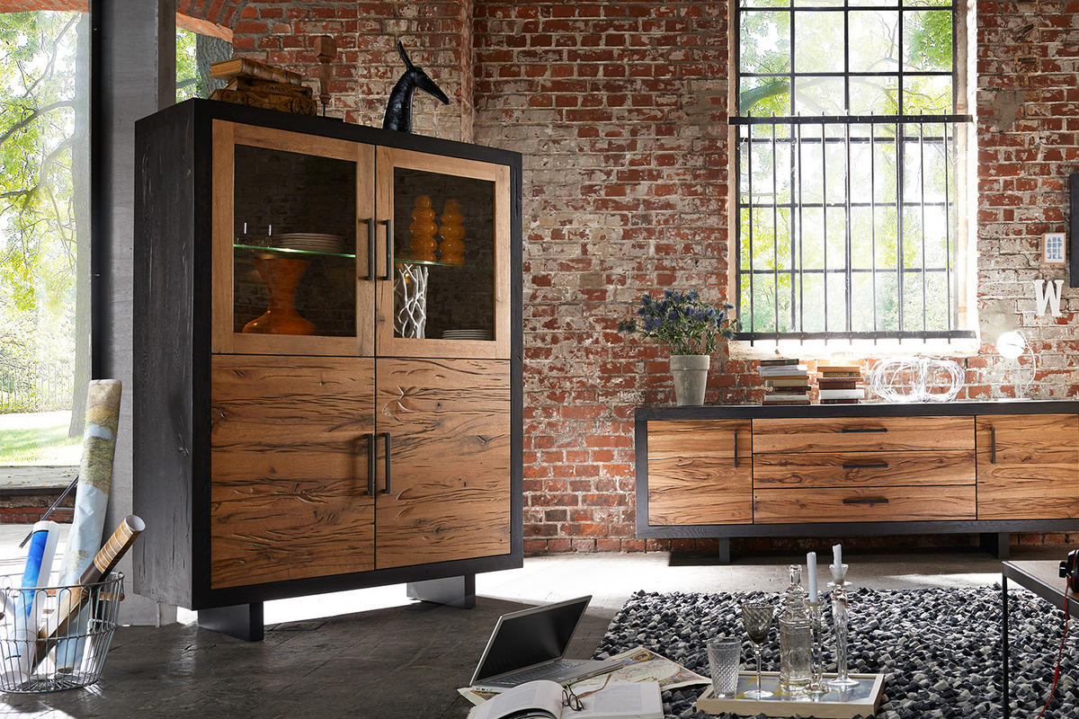 HIGHBOARD GONA Anthrazit Holz - Anthrazit, Holz (130/180/50cm) - KAWOLA