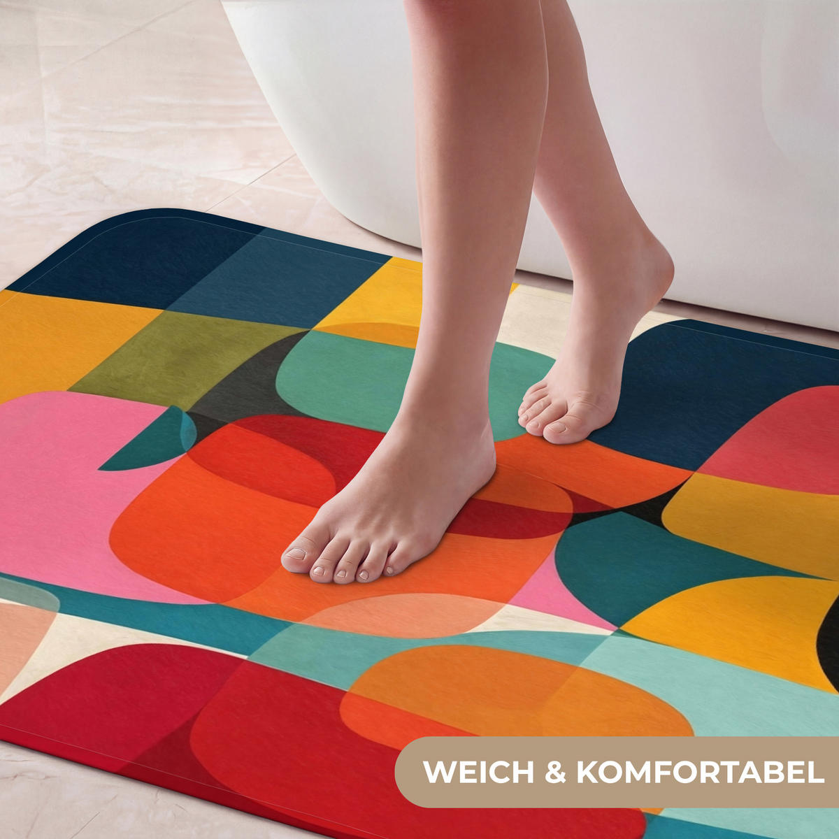 KOUPELNOVÁ PŘEDLOŽKA Tvary - barevné - abstraktní - letadla 60x120 cm - různobarevná, textil/plast (60/120cm) - OnlyWow