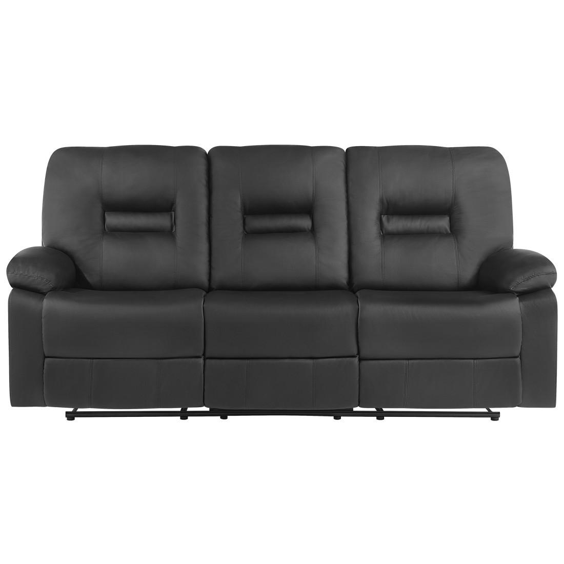 3-SITZER-SOFA Kunstleder Schwarz Bergen - Schwarz, Kunststoff/Textil (204/101/73cm) - Beliani