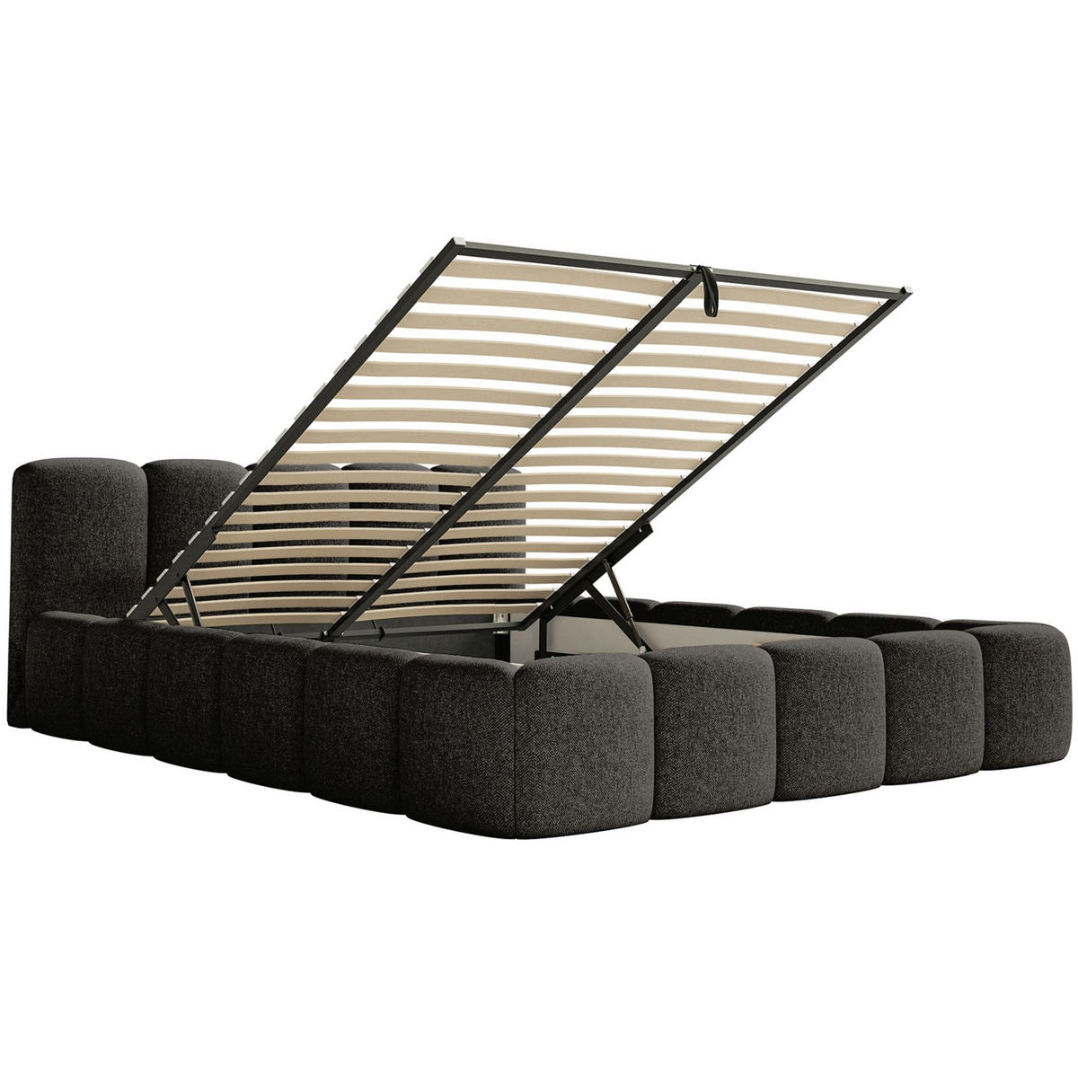 POLSTERBETT Cloudy Low Graphitgrau 160x200 cm - Graphitfarben, Kunststoff/Textil (160/200cm) - Selsey