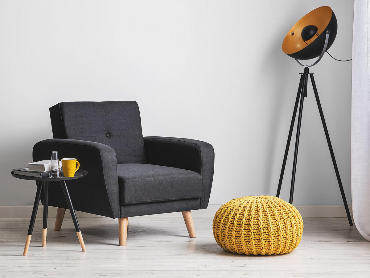 SESSEL Polsterbezug Schwarz Florli - Schwarz, Holz/Textil (89/82/85cm) - Beliani