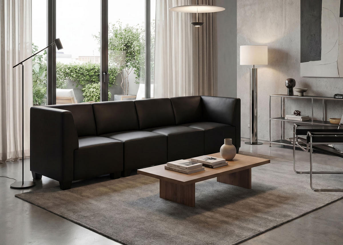 4-SITZER Schwarz - Schwarz, Textil (258/76/72cm) - MCW