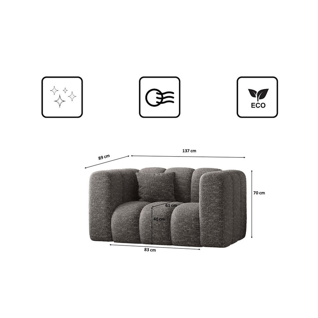Thumbnail - Kaiser Möbel Sessel, Dunkelgrau, Holz, 137x70x89 cm, Wohnzimmer, Sessel, Polstersessel