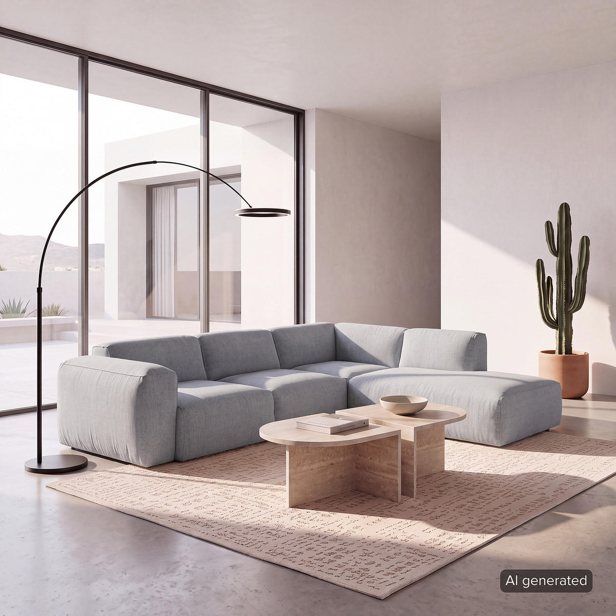 3-SITZER ECKSOFA mit Recamiere - Hellgrau/Schwarz, Kunststoff/Textil (295/231cm) - home24