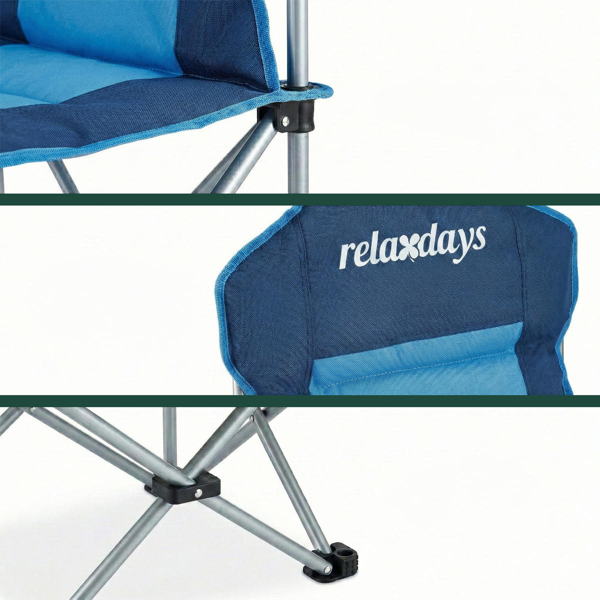 CAMPINGSTUHL Blau faltbar Armlehnen Getränkehalter Tragetasche 108x86x61 cm - Blau, Kunststoff/Textil (86/108/61cm) - Relaxdays