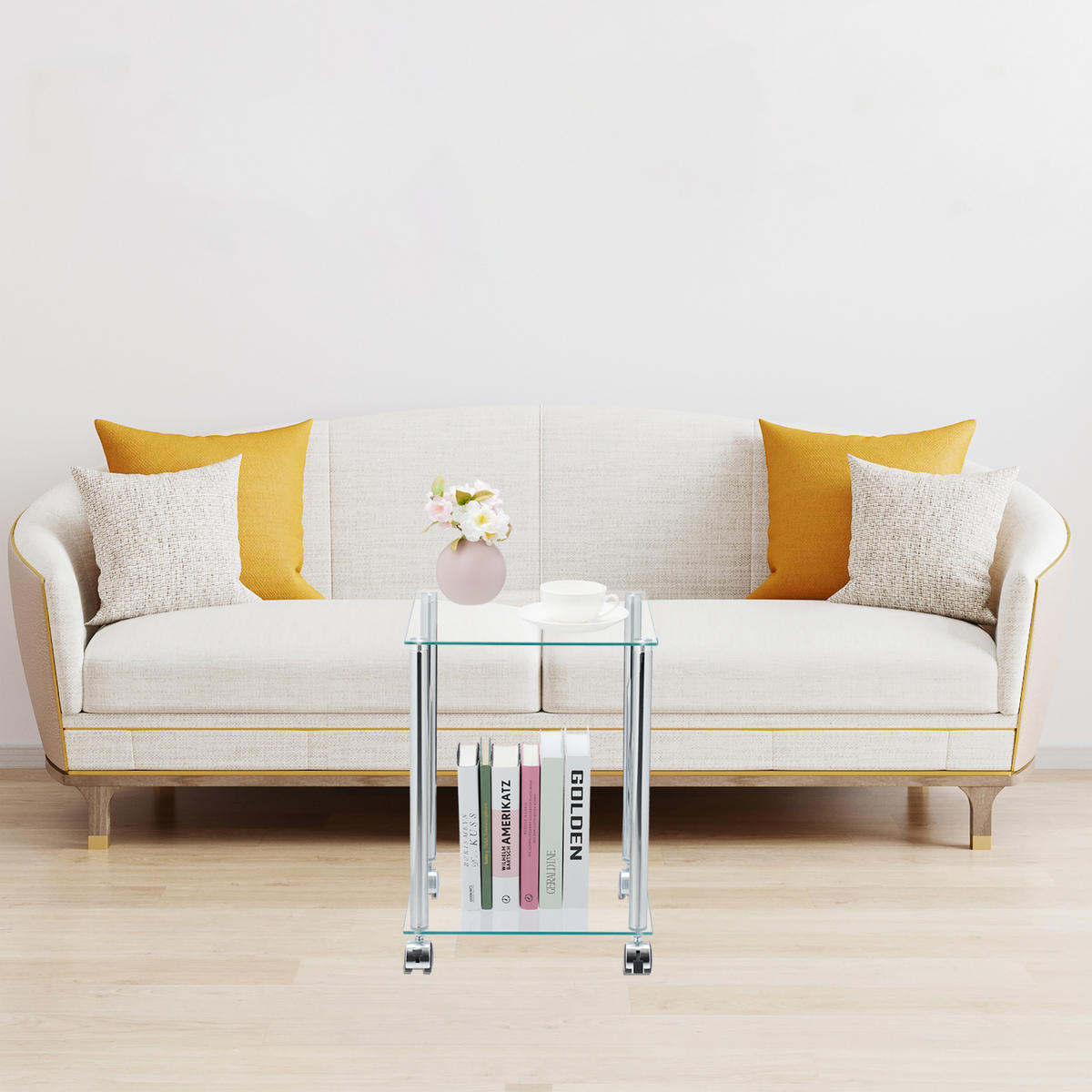 BEISTELLTISCH - Multicolor, Glas/Kunststoff (34/34/46cm) - Relaxdays