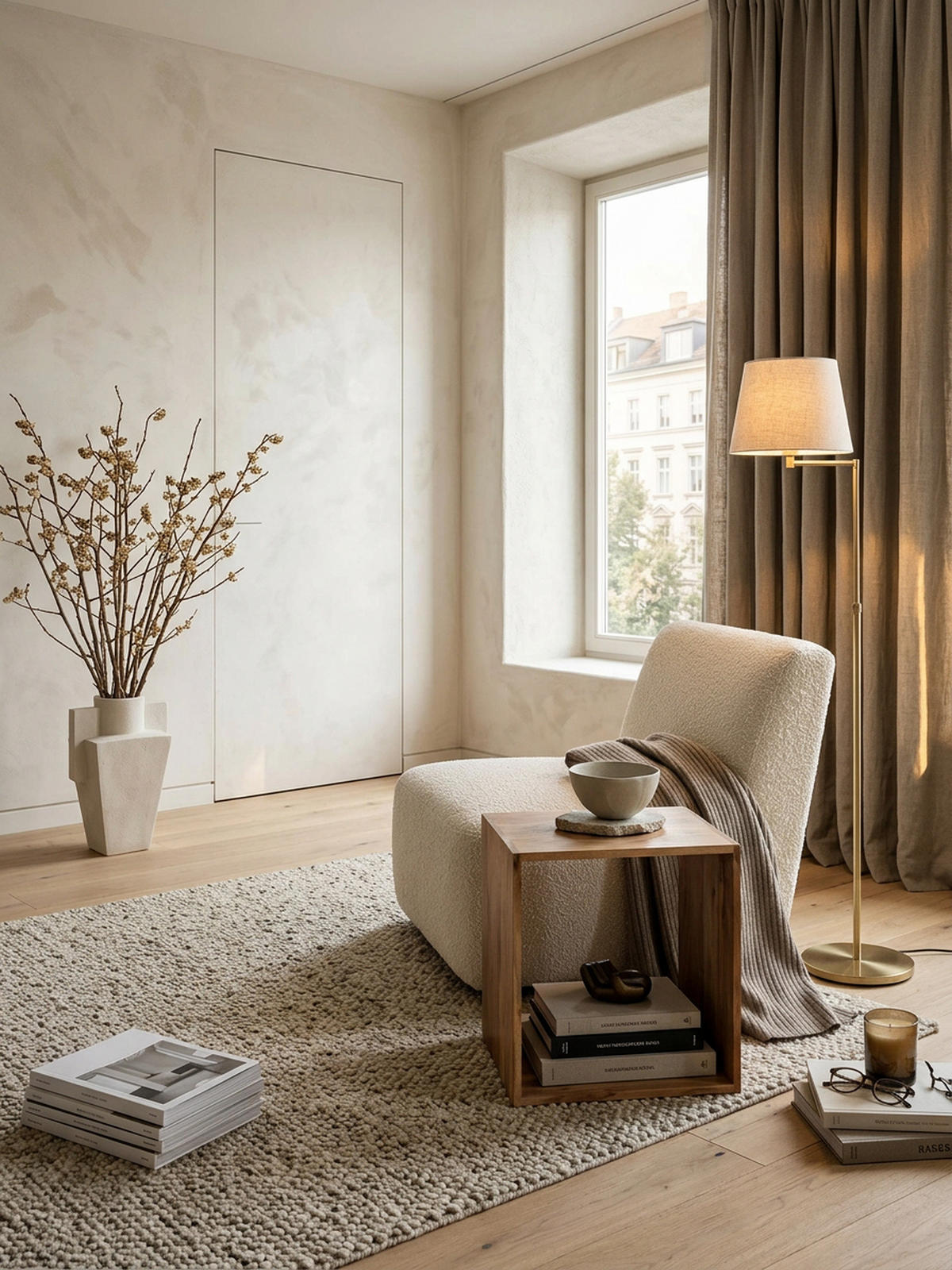BEISTELLTISCH Massivholz Regalform Cube NAKO, Beige 43x33x43 cm - Beige, Holz (33/43/43cm) - KADIMA DESIGN