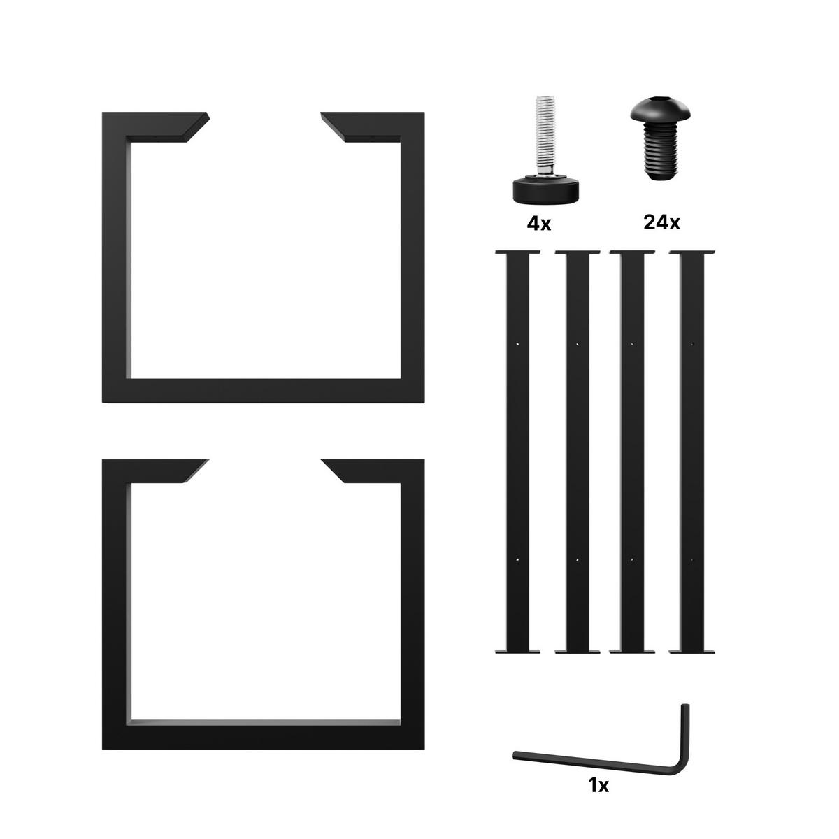TISCHBEINE Eta Epox Extreme Metall Schwarz 280/80/72 cm - Schwarz, Metall (80/72/280cm) - Metalo Pro