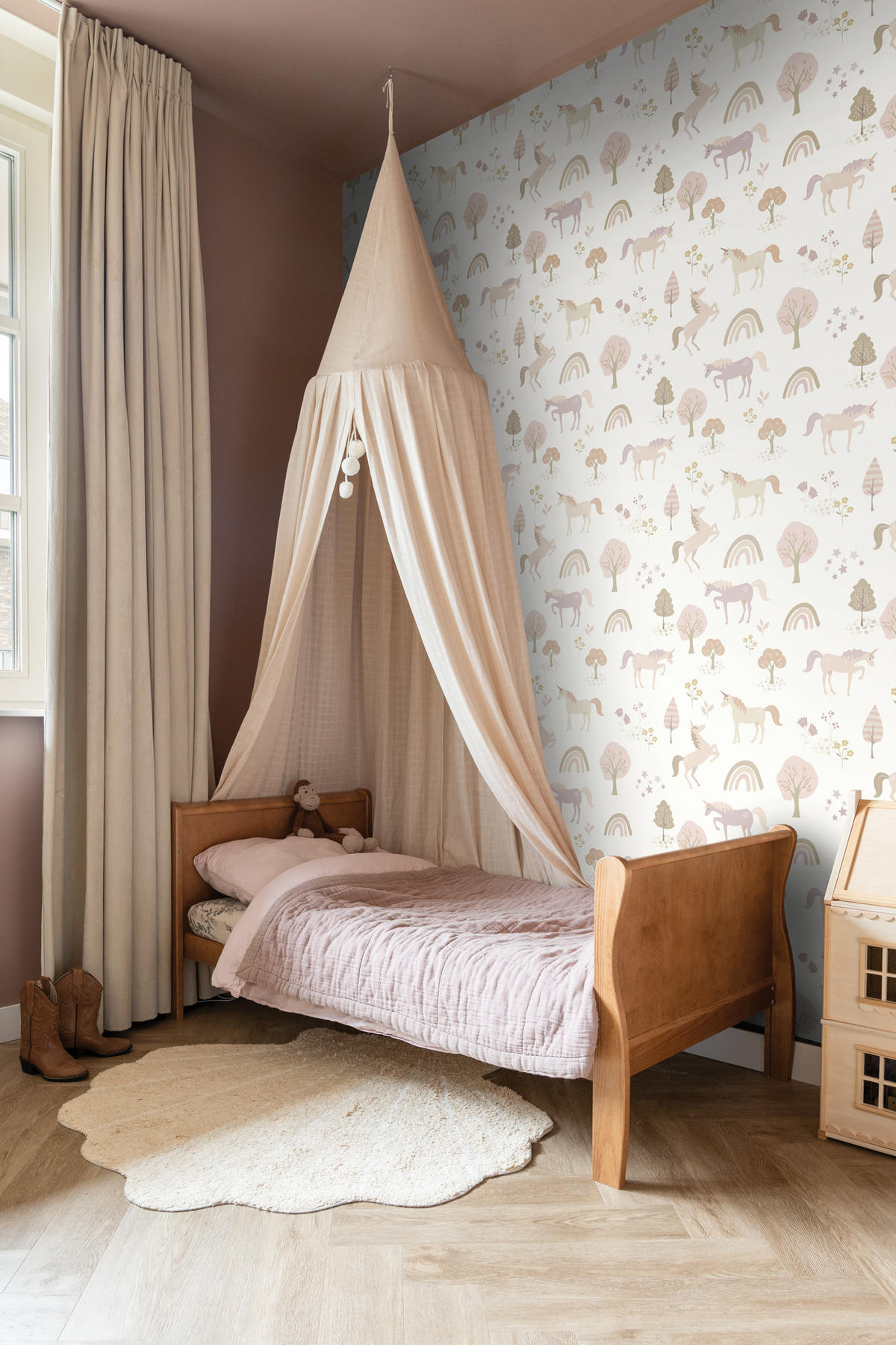 TAPETE Einhörner 53 cm x 10.05 m - Beige, Papier (53/0.1cm) - ESTAhome