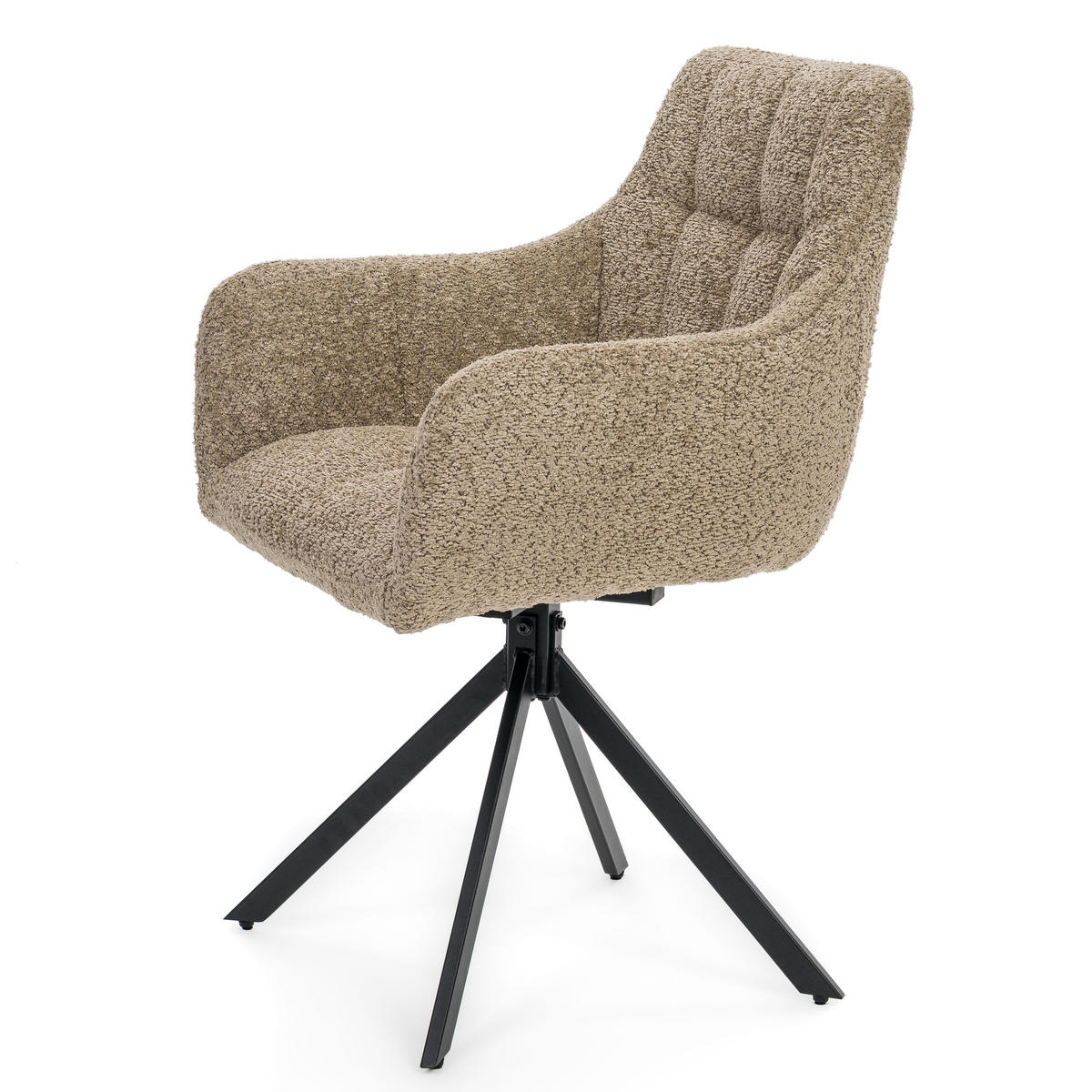 STUHL FANO X drehbar gepolsterter mit Steppung - beige - Boucle - Sandfarben/Beige, Textil/Metall (58/83/59cm) - NEW HOME