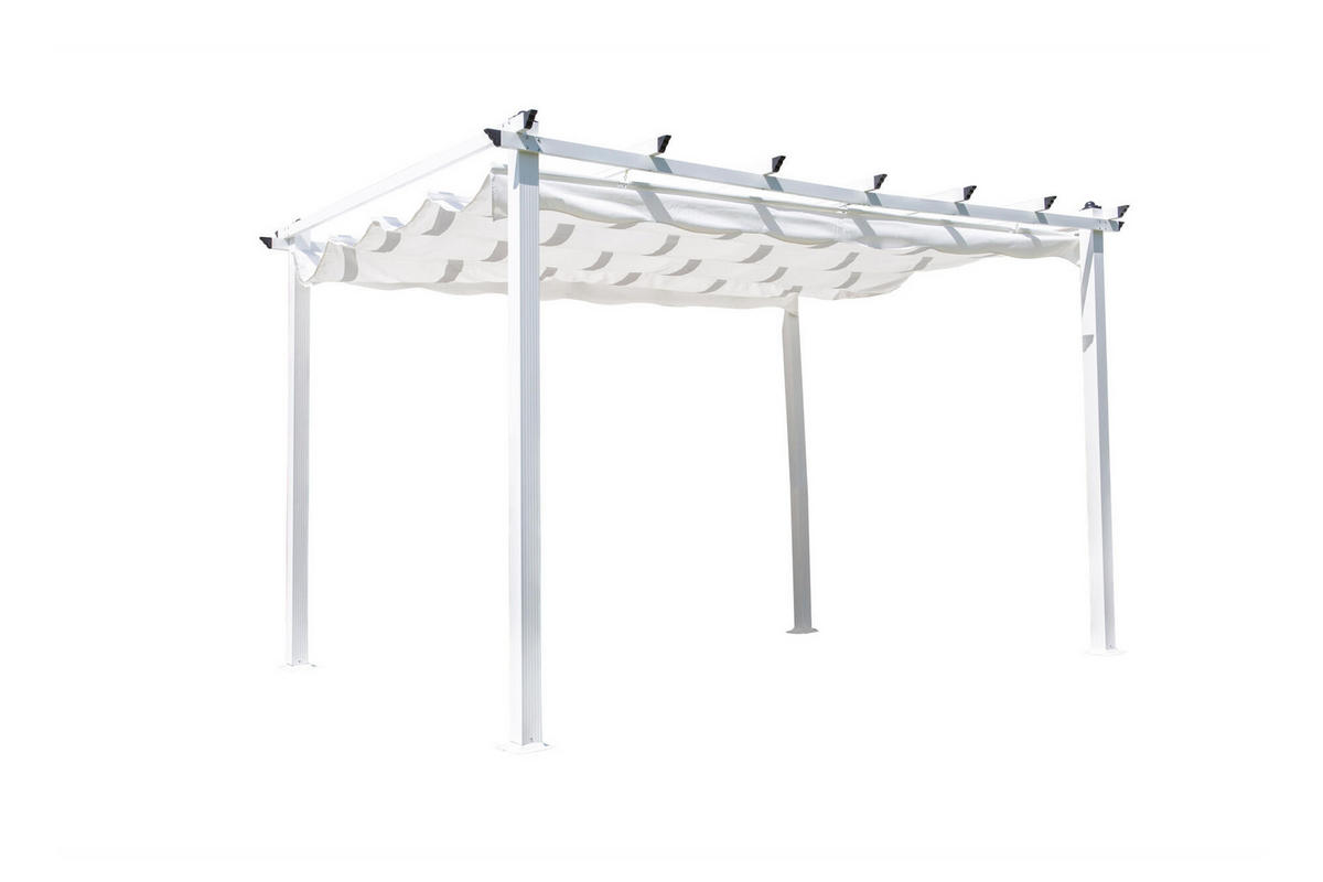 PERGOLA LAZIO Weiß 395x345x250 cm - Weiß, Metall (395/250/345cm) - FURNLUX