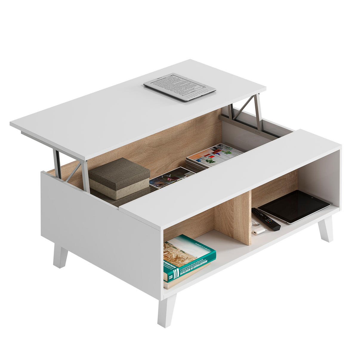 COUCHTISCH rechteckig Kira weiß - Honigeiche, Holzwerkstoff (38/100/68cm) - VS Venta-stock