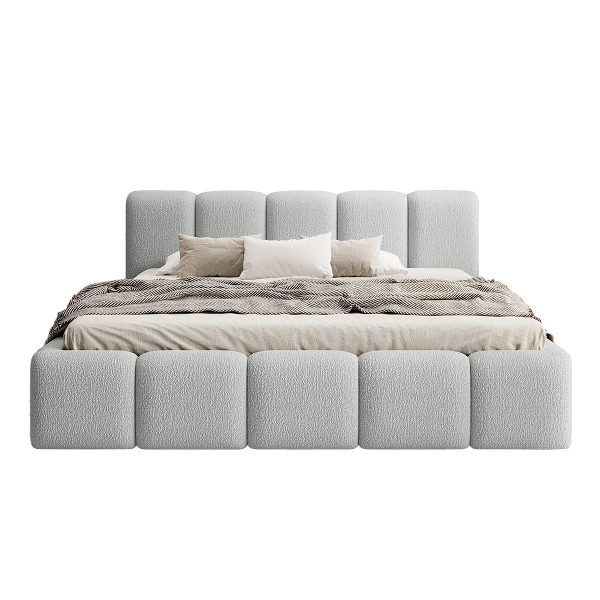 POLSTERBETT MOTSERRAT 180x200 cm, Grau - Grau, Textil (200/180cm) - Fedve
