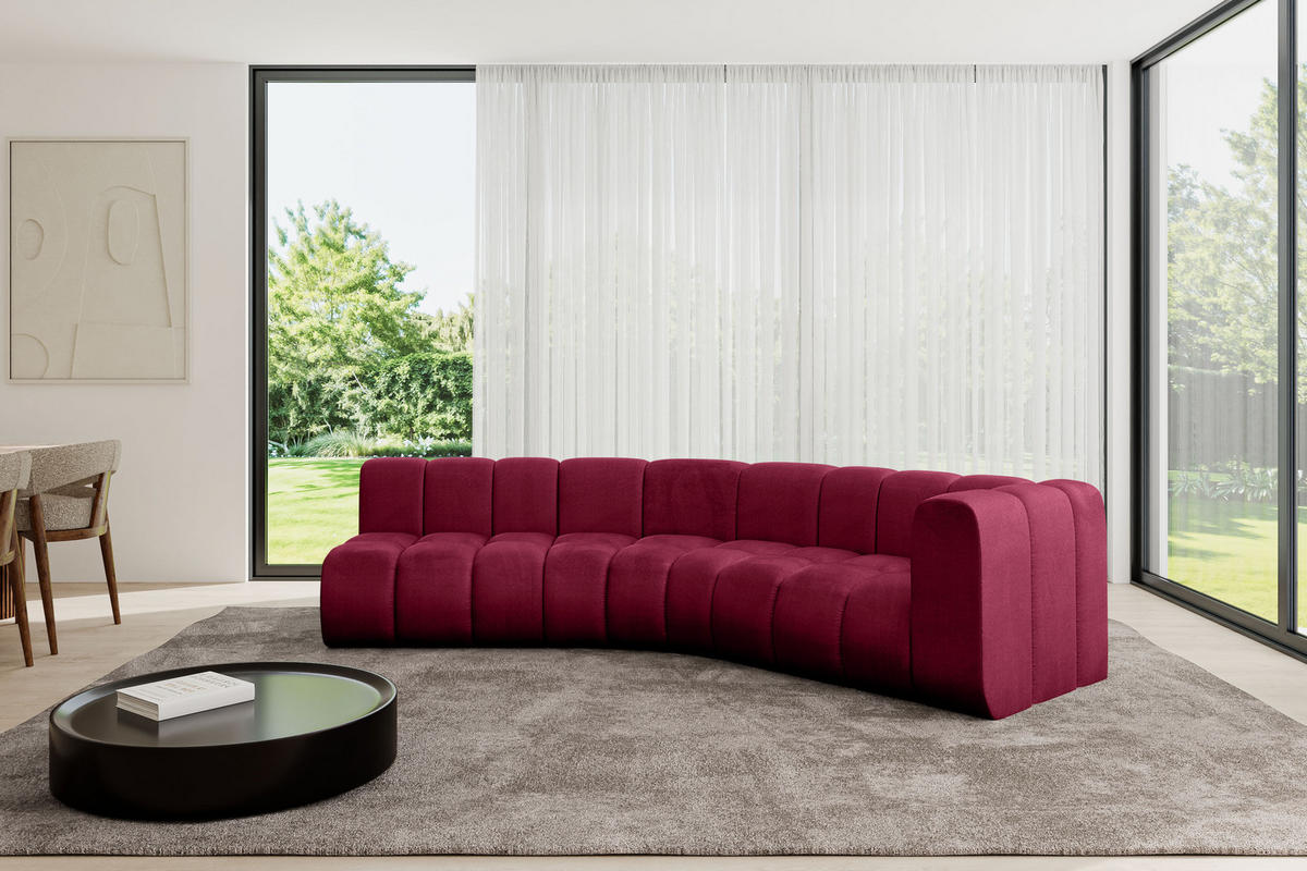 ECKSOFA modulares Sofa Karex-L1 - 308x194x70 cm Bordeauxrot - Bordeaux, Holzwerkstoff/Textil (308/194cm) - ALTDECOR