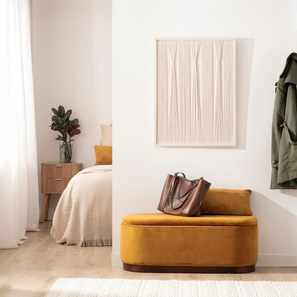 KOMMODE Isola Senf / Gelb 100 cm x 40 cm - Dunkelgelb, Textil (100/40/40cm) - Klast Home