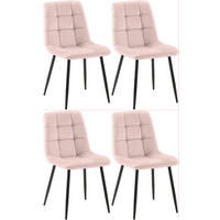 STUHL 4er Set Samt Pink - Pink/Schwarz, Textil/Metall (45/84/55cm) - CLP