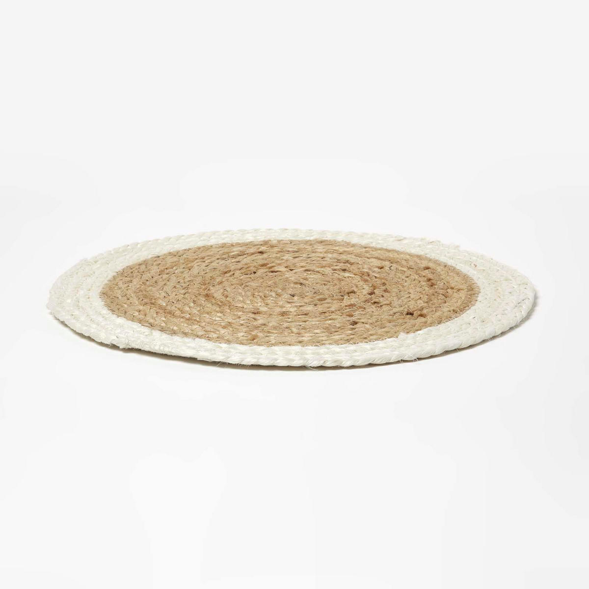 JUTE-TISCHSET creme-natur, 4er-Set Platzsets rund geflochten, 40 cm - Naturfarben/Weiß, Naturmaterialen (40/40cm) - Homescapes