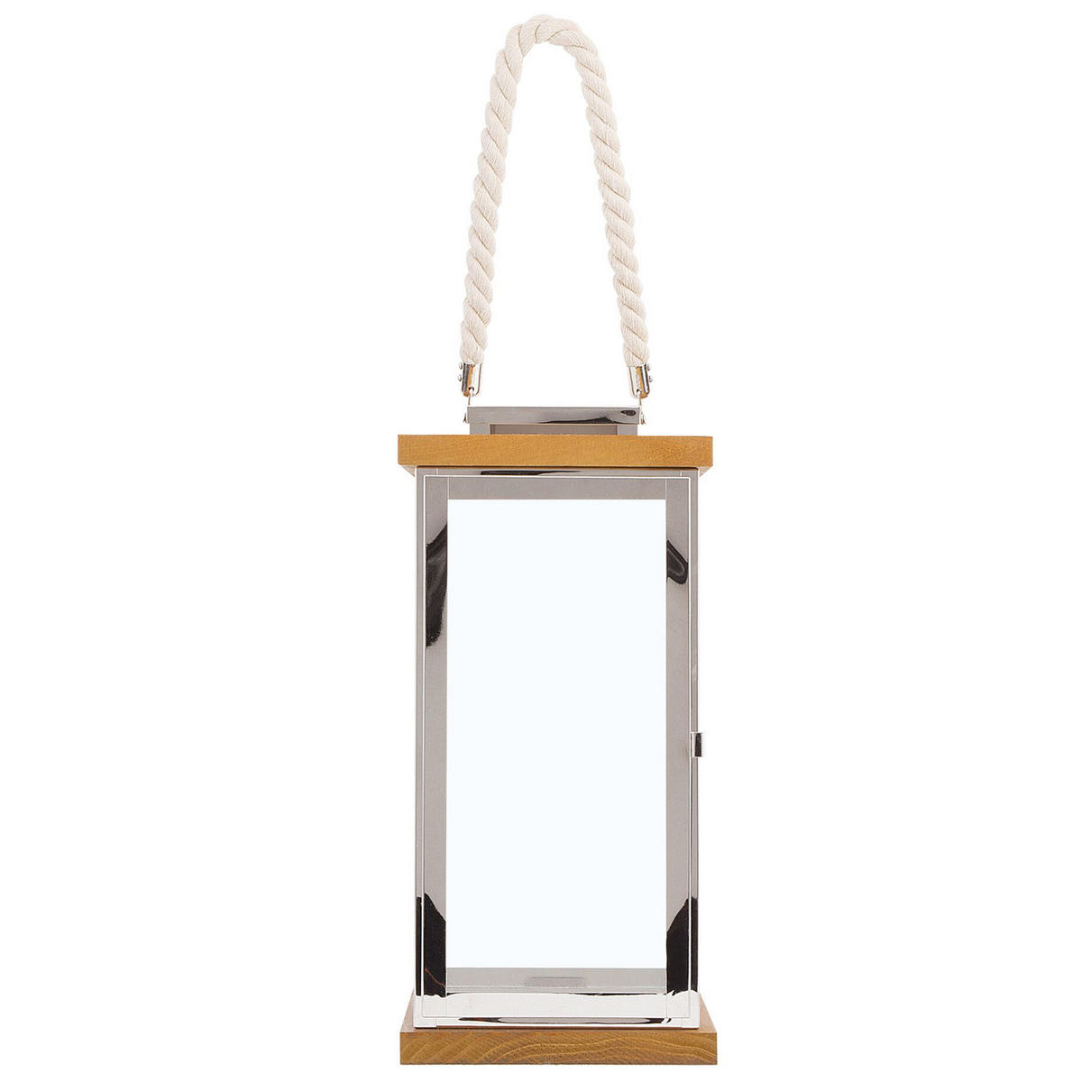 LATERNE Silber Borneo - Silberfarben/Braun, Holz (19/41/19cm) - Beliani
