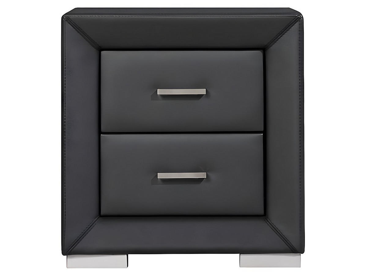 2ER-SET Nachttische mit 2 Schubladen - Kunstleder - Schwarz - CAPITOLE - Schwarz, Leder (51.5/54.5/43cm) - Vente-Unique