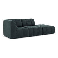 ECKSOFA Rechts Samt Stoff Blau - Petrol/Schwarz, Holzwerkstoff/Kunststoff (240/90cm) - Makamii