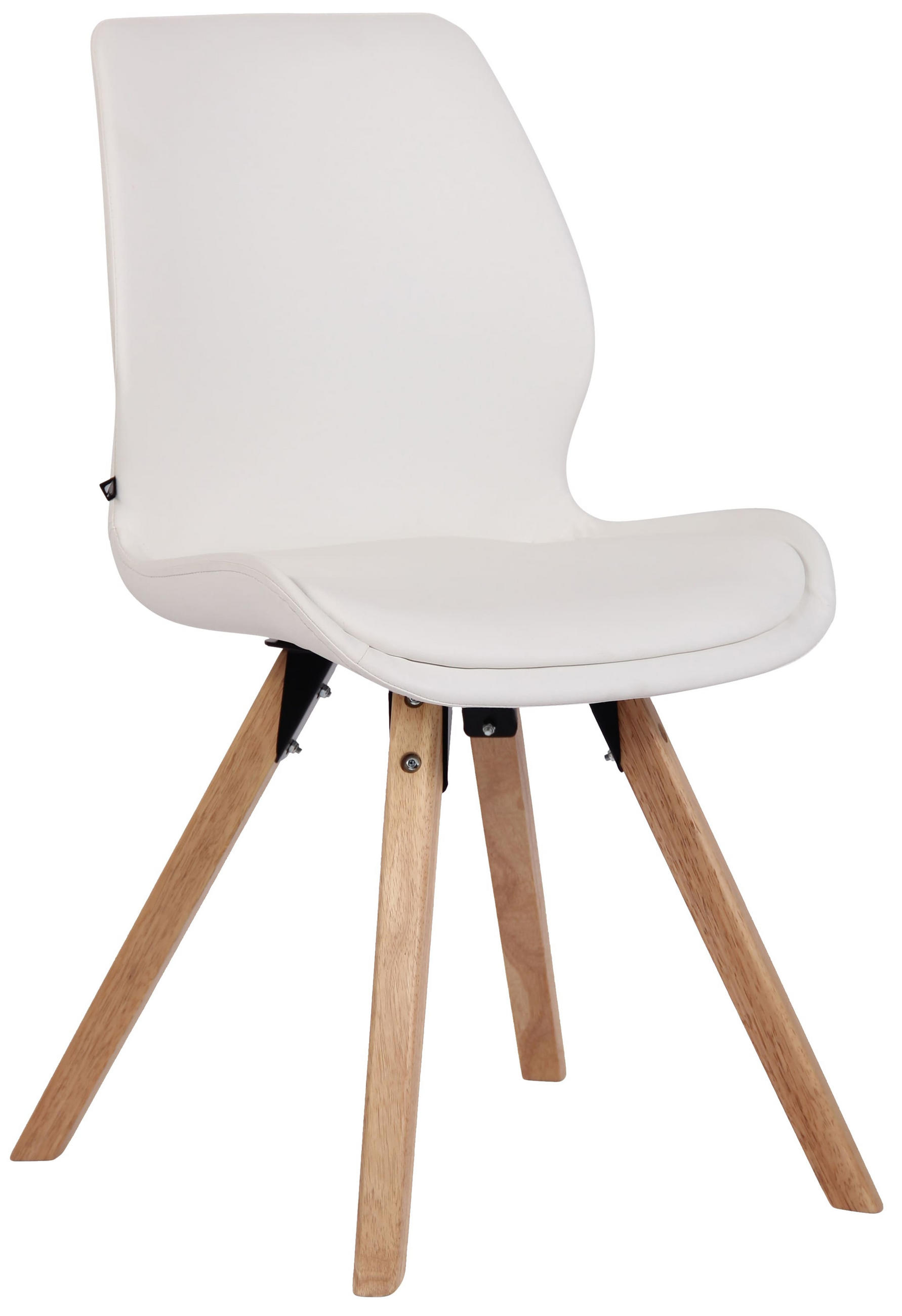 STUHL Lederlook Weiß - Eukalyptusholzfarben/Weiß, Holz/Textil (49/87/58cm) - CLP