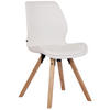 STUHL Lederlook weiß - Eukalyptusholzfarben/Weiß, Holz/Textil (49/87.5/58cm) - CLP