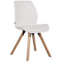 STUHL Lederlook weiß - Eukalyptusholzfarben/Weiß, Holz/Textil (49/87.5/58cm) - CLP