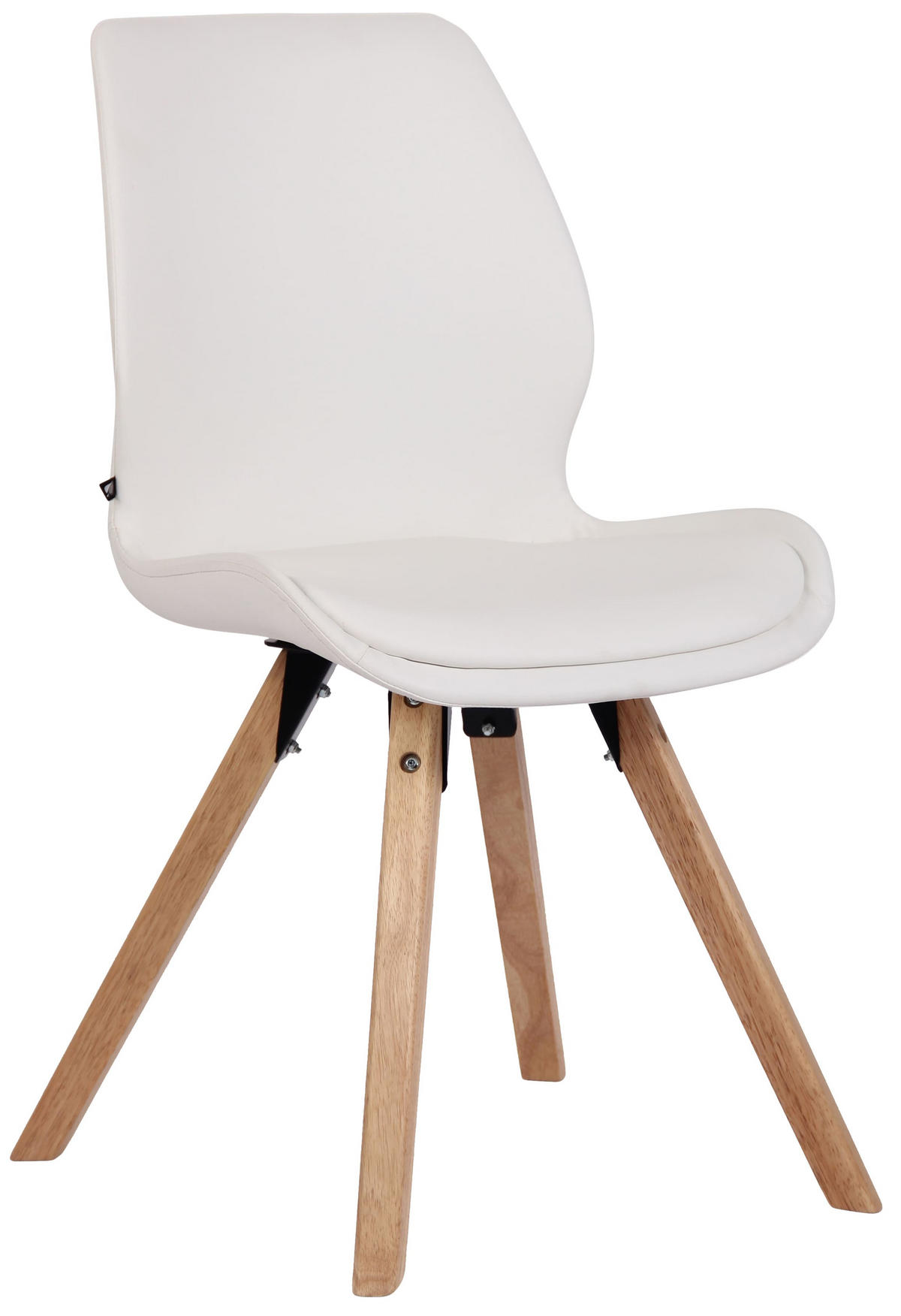 STUHL Lederlook weiß - Eukalyptusholzfarben/Weiß, Holz/Textil (49/87.5/58cm) - CLP
