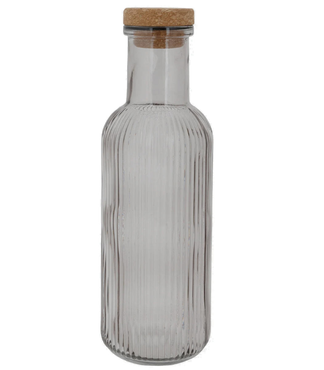 KARAFFE mit Kork – Raya – Grau – 1 Liter - Grau, Glas (1L) - Cosy & Trendy