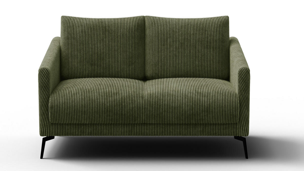 SOFA VILT 2-Sitzer, olive - Schwarz/Olivgrün, Holzwerkstoff/Textil (142/89/94cm) - Wozimo