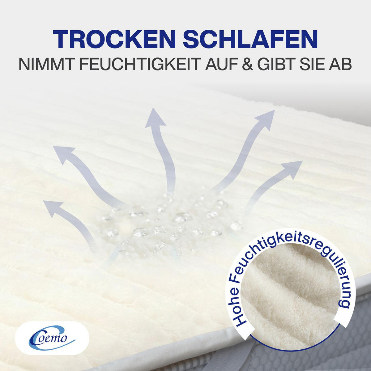 MATRATZENAUFLAGE Wolle und Biokeramik-Polster 90/200/6 - Beige, Naturmaterialien (90/200cm) - Coemo