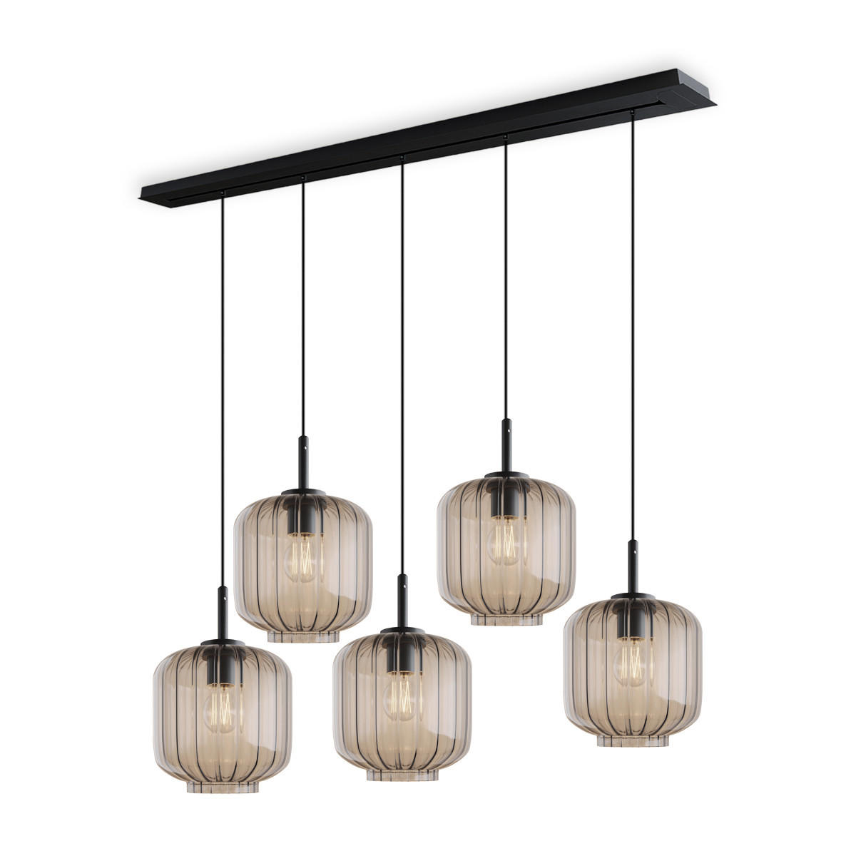 HÄNGELEUCHTE Velo 5-flammig Klar Ø 20cm - Klar/Schwarz, Glas (20/20/20cm) - s.luce