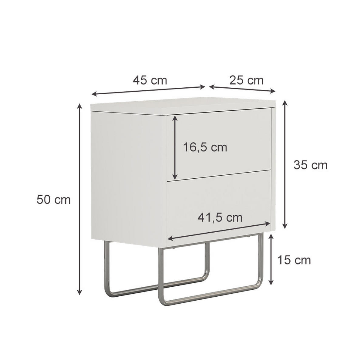 NACHTTISCH Calvin Weiß 45 x 50 cm - Weiß, Holzwerkstoff (45/50/25cm) - Vicco