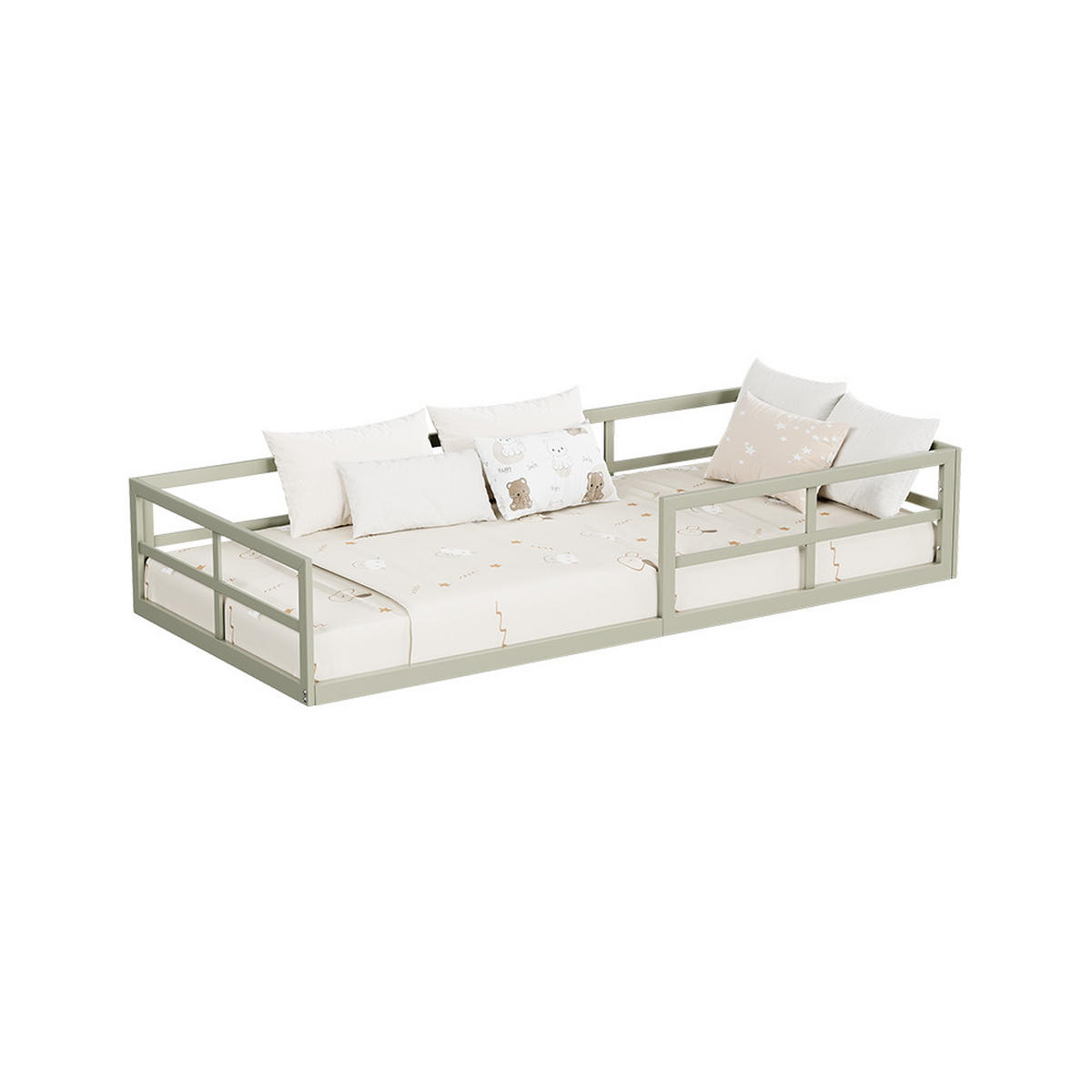 BODENBETT AUS METALL Minno Greige 90x200 mit Matratze - Greige, Metall - VitaliSpa