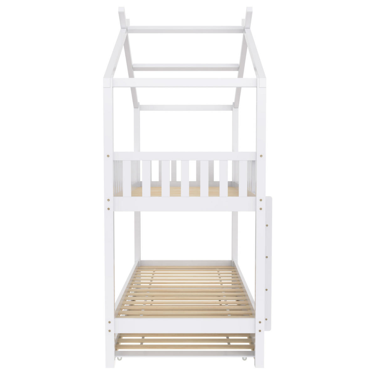 KINDERBETT 90/200 cm mit Ausziehbett, in 3 Einzelbetten teilbar aus massivem Kiefern, Weiß - Weiß, Holzwerkstoff (90/200cm) - Redom