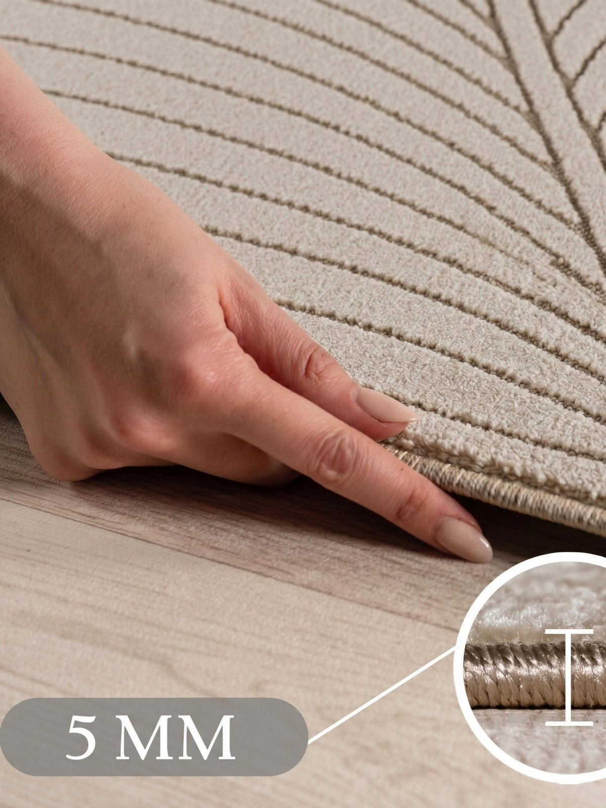 TEPPICH Outdoor, Fußbodenheizung-geeignet, mit Blattmotiv, aus Polypropylen, ENGADIN in Beige, 140 x 200 cm - Beige, Textil (140/200cm) - KADIMA DESIGN