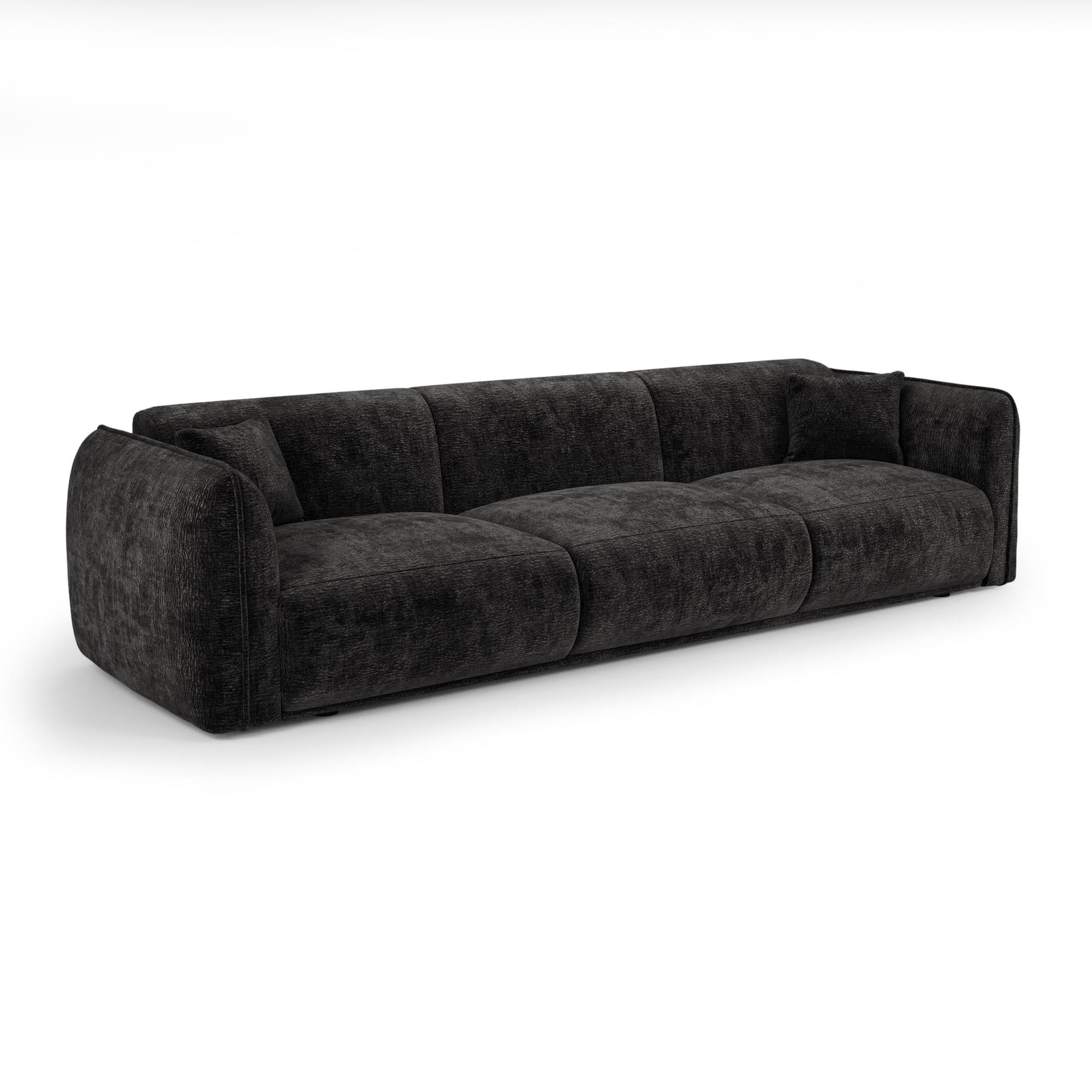 SOFA LUSH Gemusterter Samt Schwarz 235cm - Schwarz, Textil (235/80/90cm) - Premium Interiors